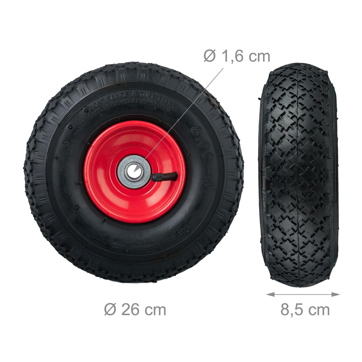 Wheels for hand-held truck, 2 pcs 3.00-4