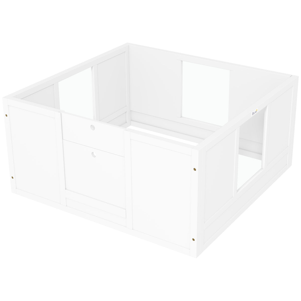 Whelping box for puppies, puppy run with adjustable door, non-slip foot pads, puppy playpen for medium-sized dog breeds, 100 x 96 x 48 cm, white