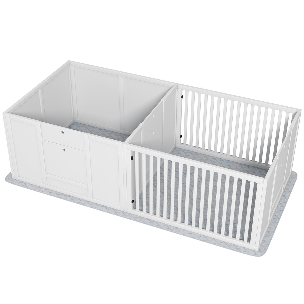 Whelping box for puppies, puppy run with waterproof pee pad, adjustable door, puppy playpen for small to large dog breeds