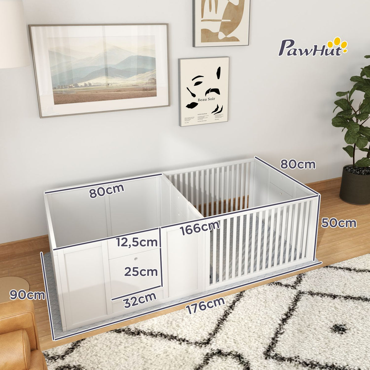 Whelping box for puppies, puppy run with waterproof pee pad, adjustable door, puppy playpen for small to large dog breeds