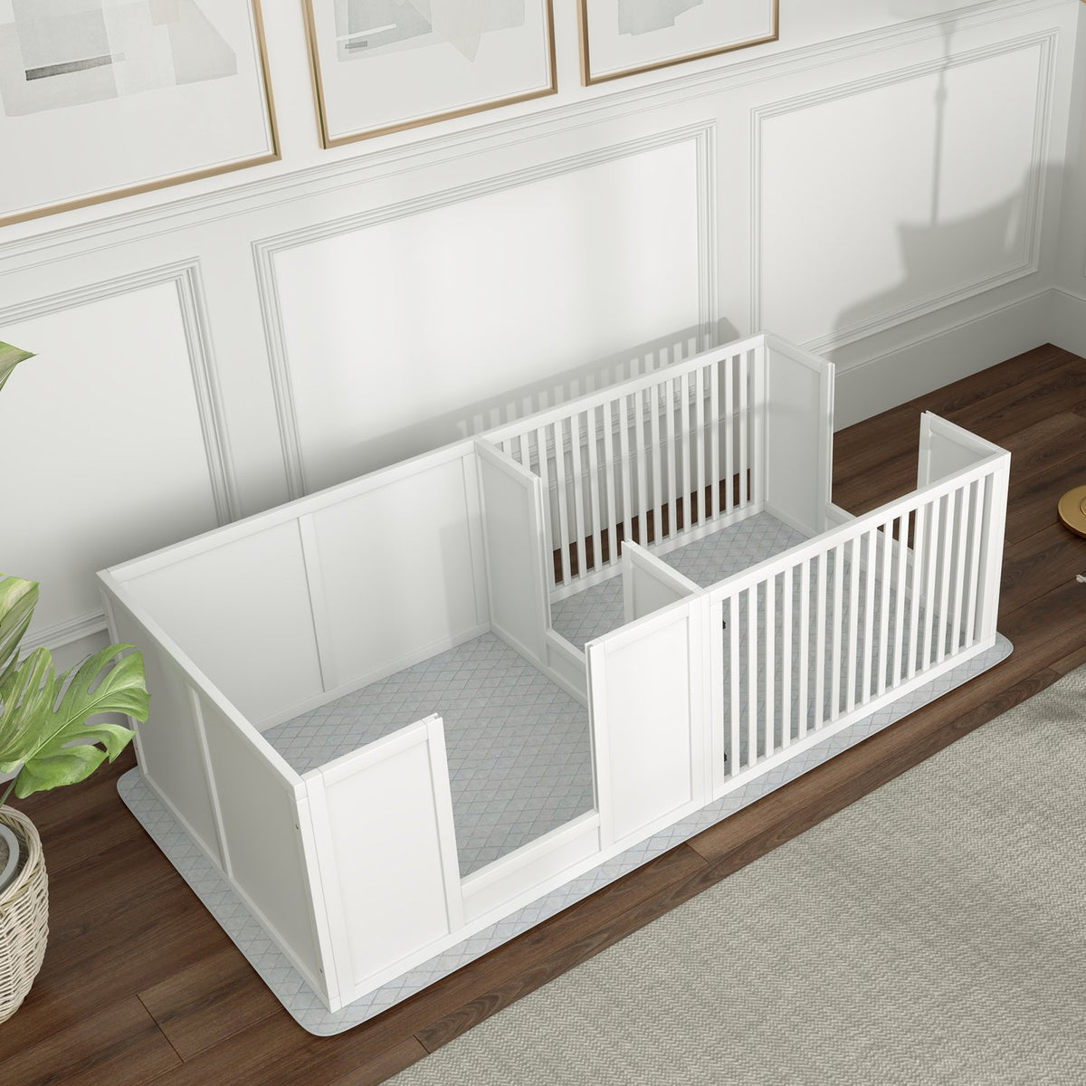 Whelping box for puppies, puppy run with waterproof pee pad, adjustable door, puppy playpen for small to large dog breeds