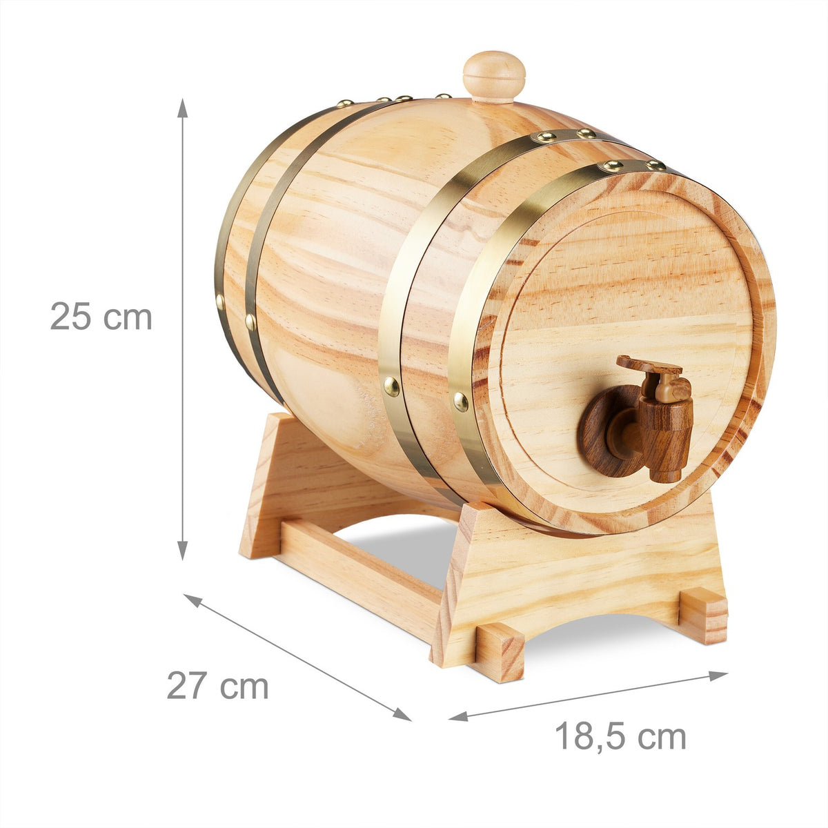 Whisky Barrel with Tap Dispenser, 2.2L Capacity