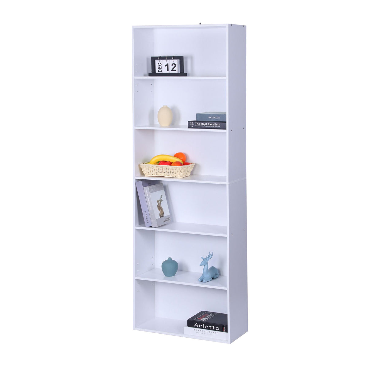 White Adjustable Shelf Bookcase, 100 cm