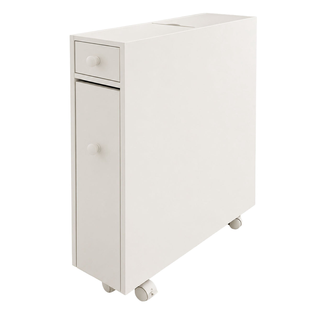 White Bathroom Storage Trolley with Pull-Out Drawer