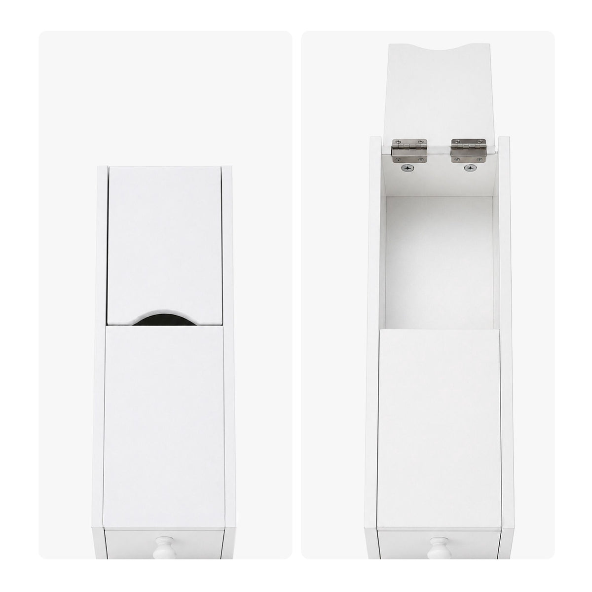White Bathroom Storage Trolley with Pull-Out Drawer
