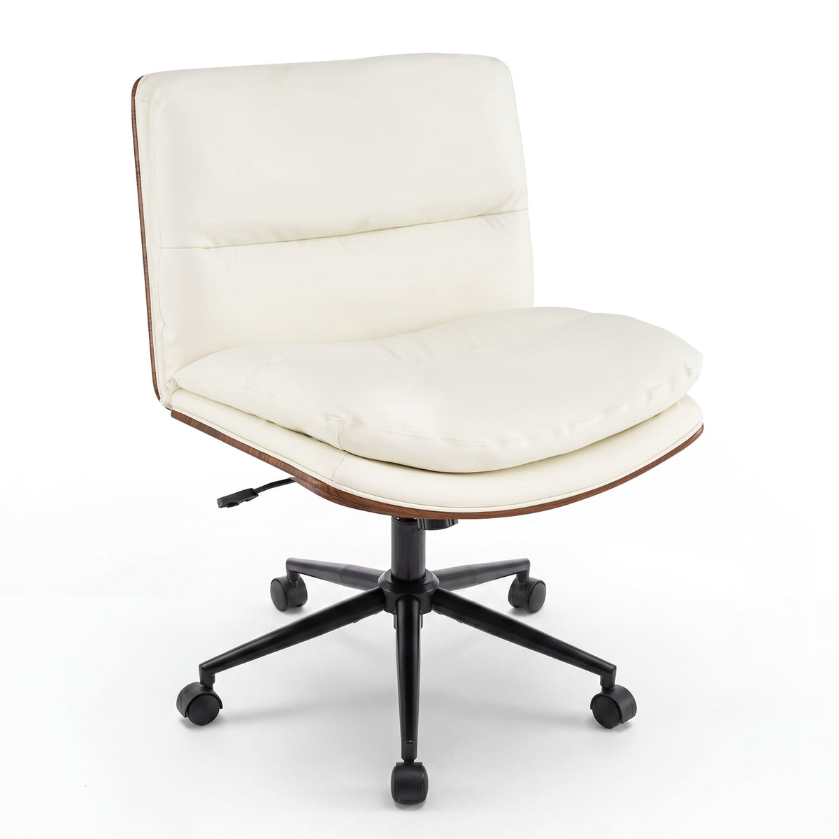 White Ergonomic Office Chair, Adjustable Height, No Armrests