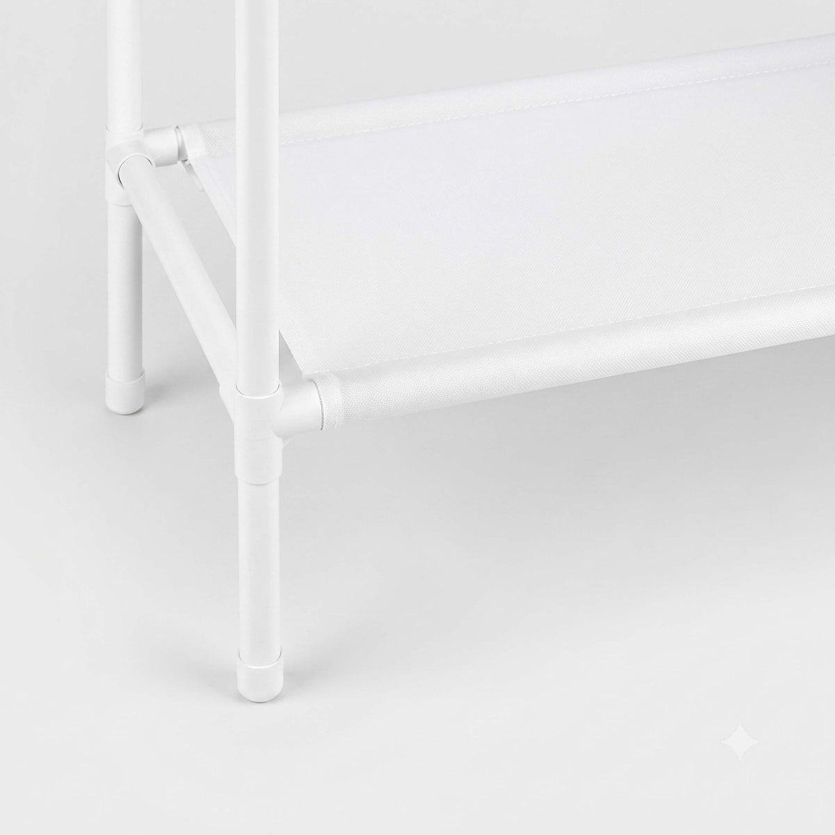 White Free-Standing Clothes Rack with 2 Shelves