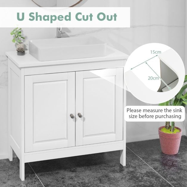 White Freestanding Bathroom Vanity Cabinet with 2 Doors