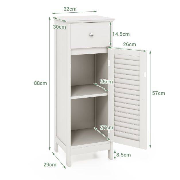 White Freestanding Storage Cabinet with Adjustable Shelf