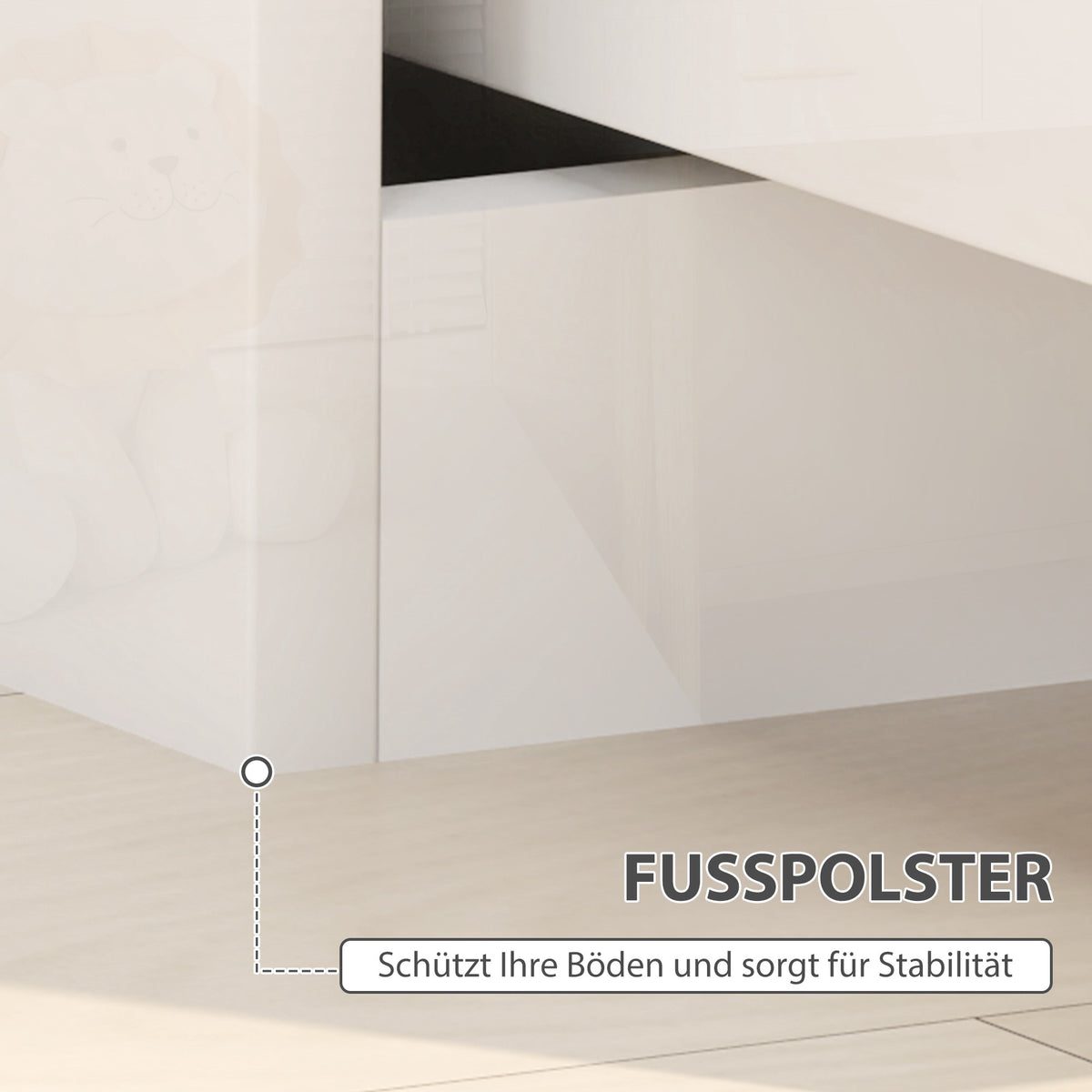 White High-Gloss Nightstand with Drawers, 40x40x48 cm