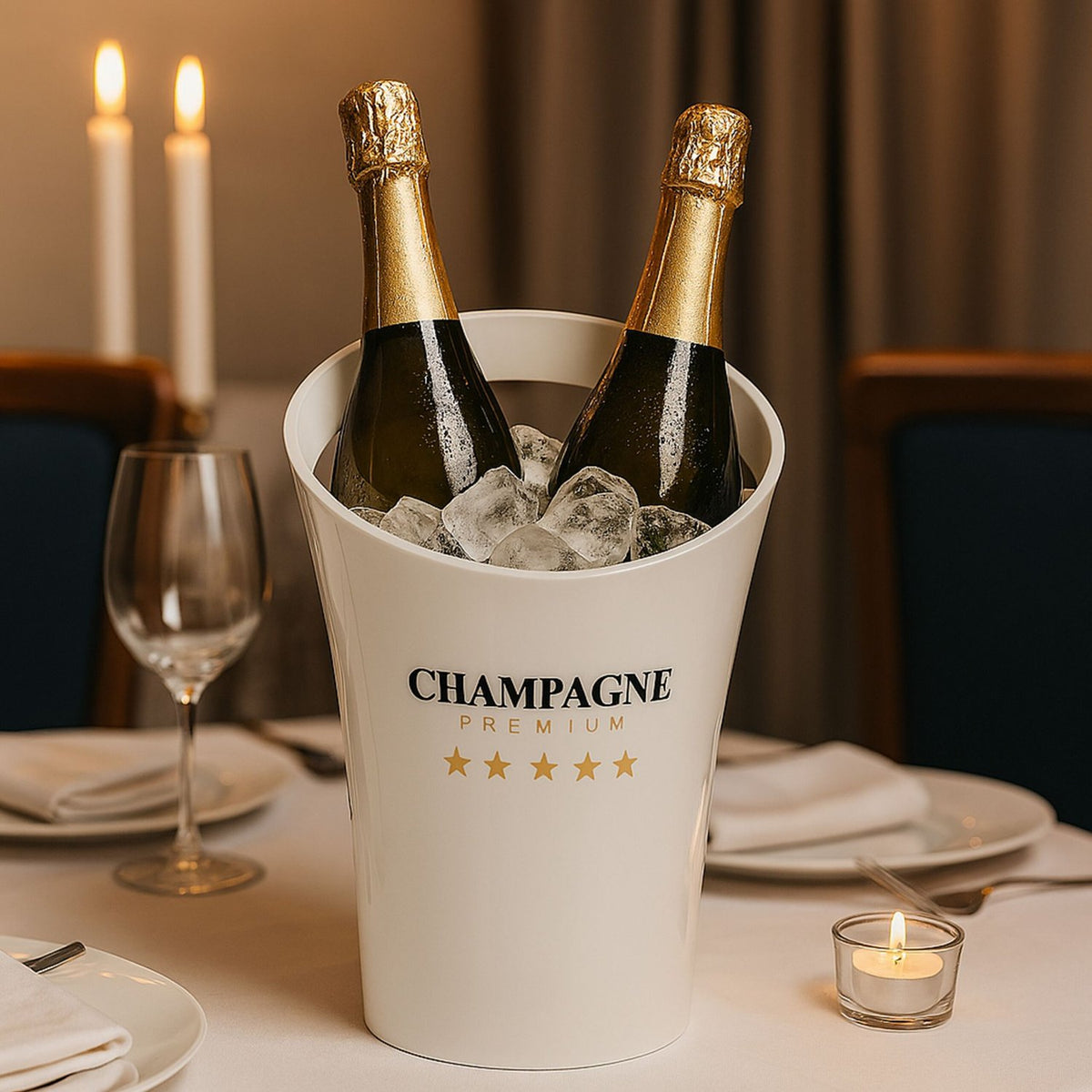 White Ice Bucket for 2 Bottles – Champagne Cooler