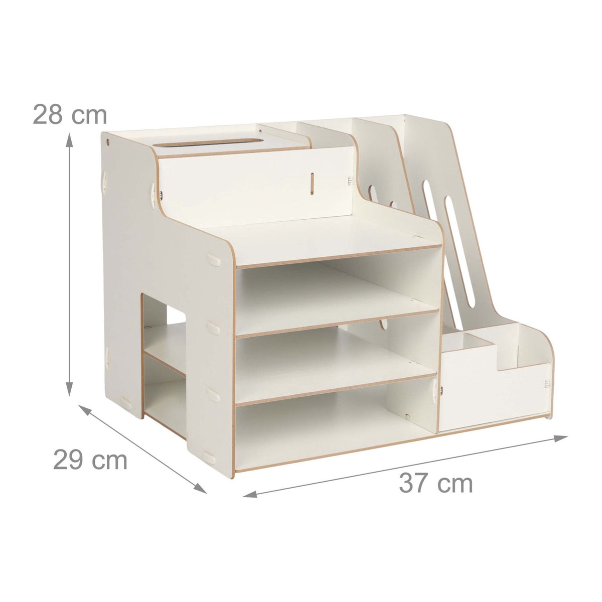 White MDF Document Organiser with File Holder