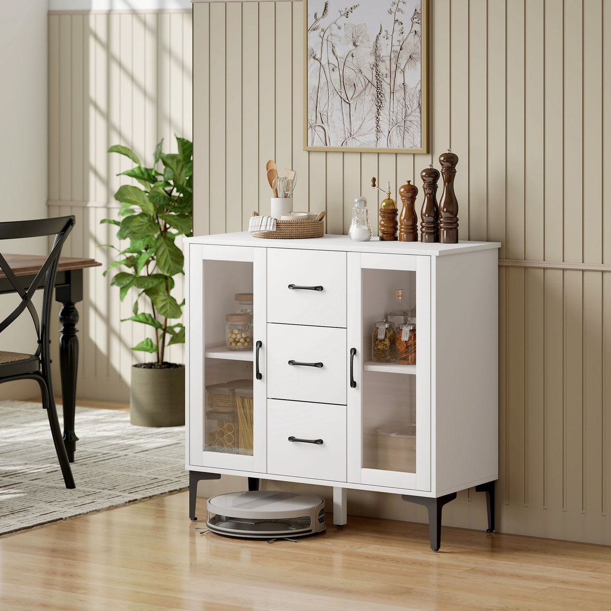 White MDF Sideboard with Soft-Close Doors and Drawers