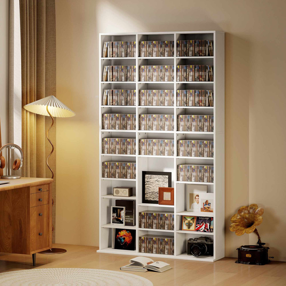 White Media Storage Shelf for 835 CDs or 500 DVDs