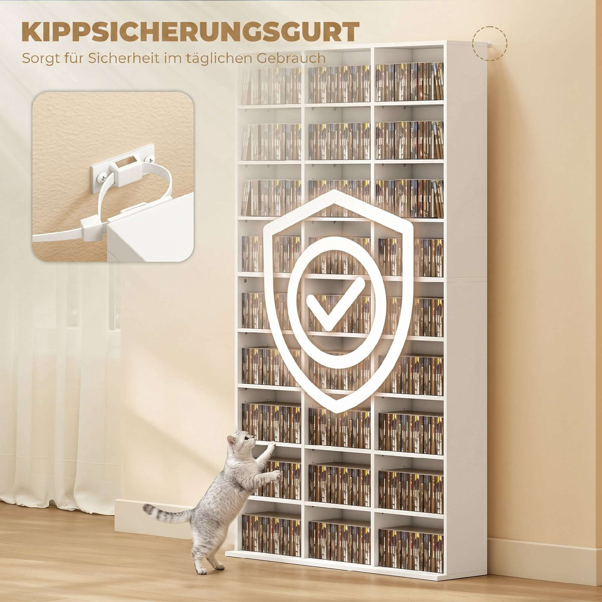 White Media Storage Shelf for 835 CDs or 500 DVDs