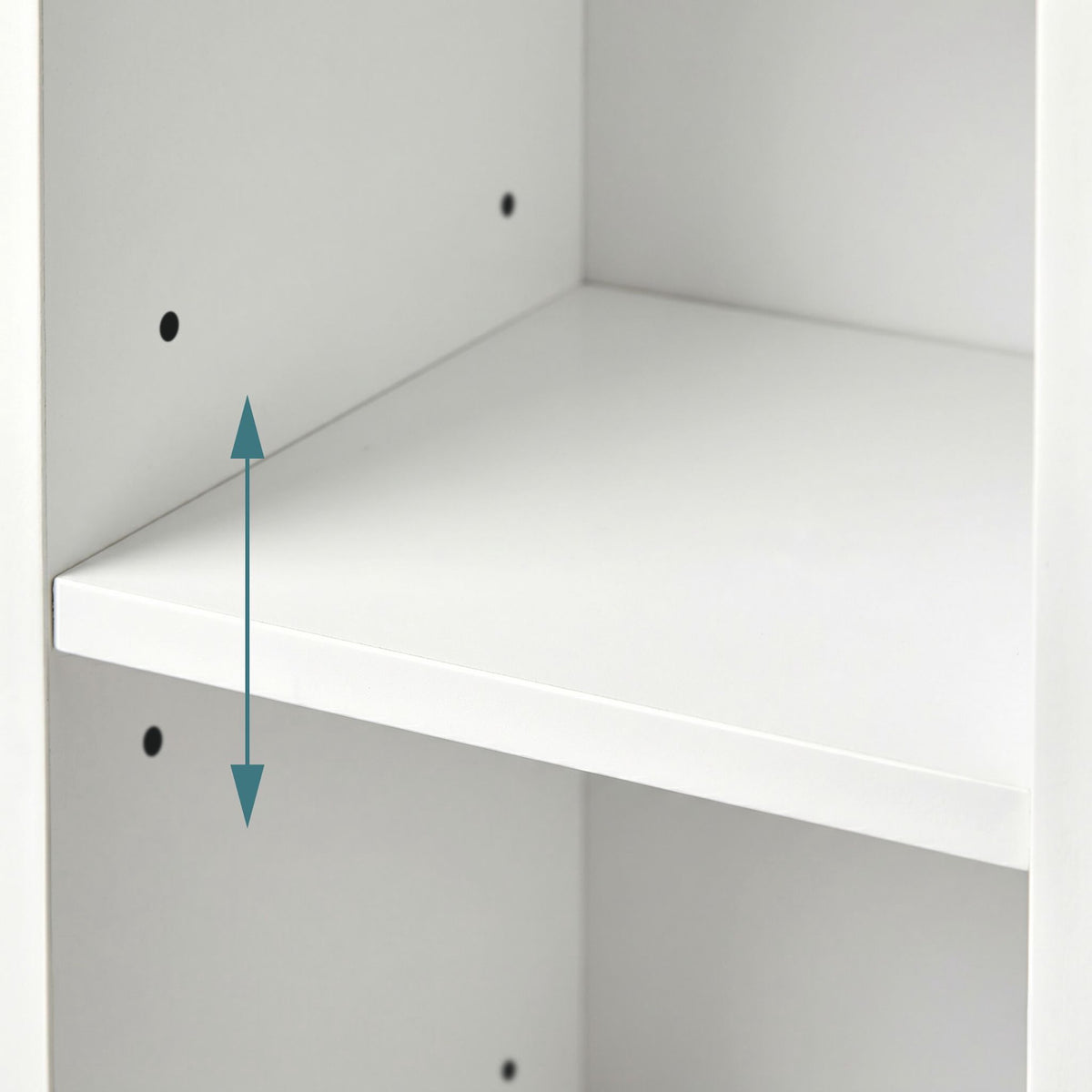 White Narrow Bathroom Cabinet with Adjustable Shelves