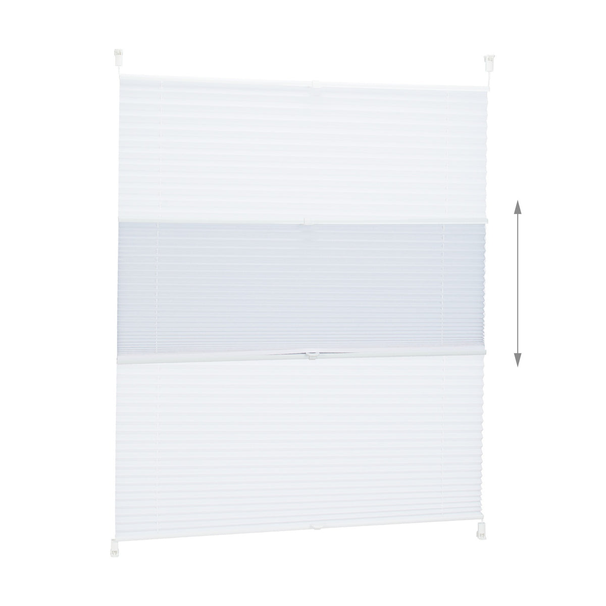 White No-Drill Pleated Blinds – Semi-Transparent