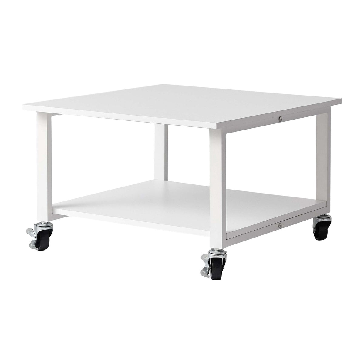 White Printer Stand with Castors – 2-Tier, 50x50 cm