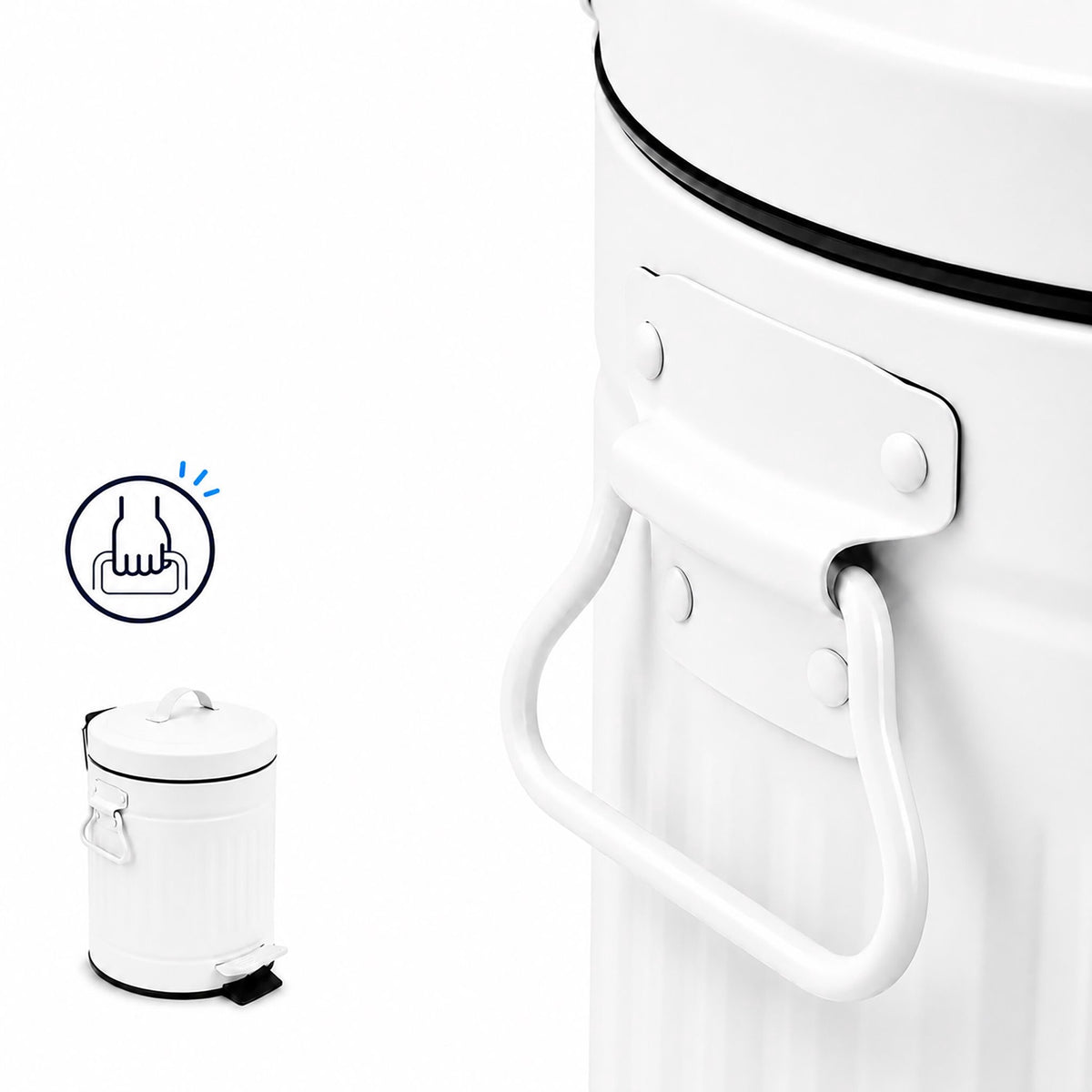 White Retro 3L Bathroom Pedal Bin with Soft-Close Lid