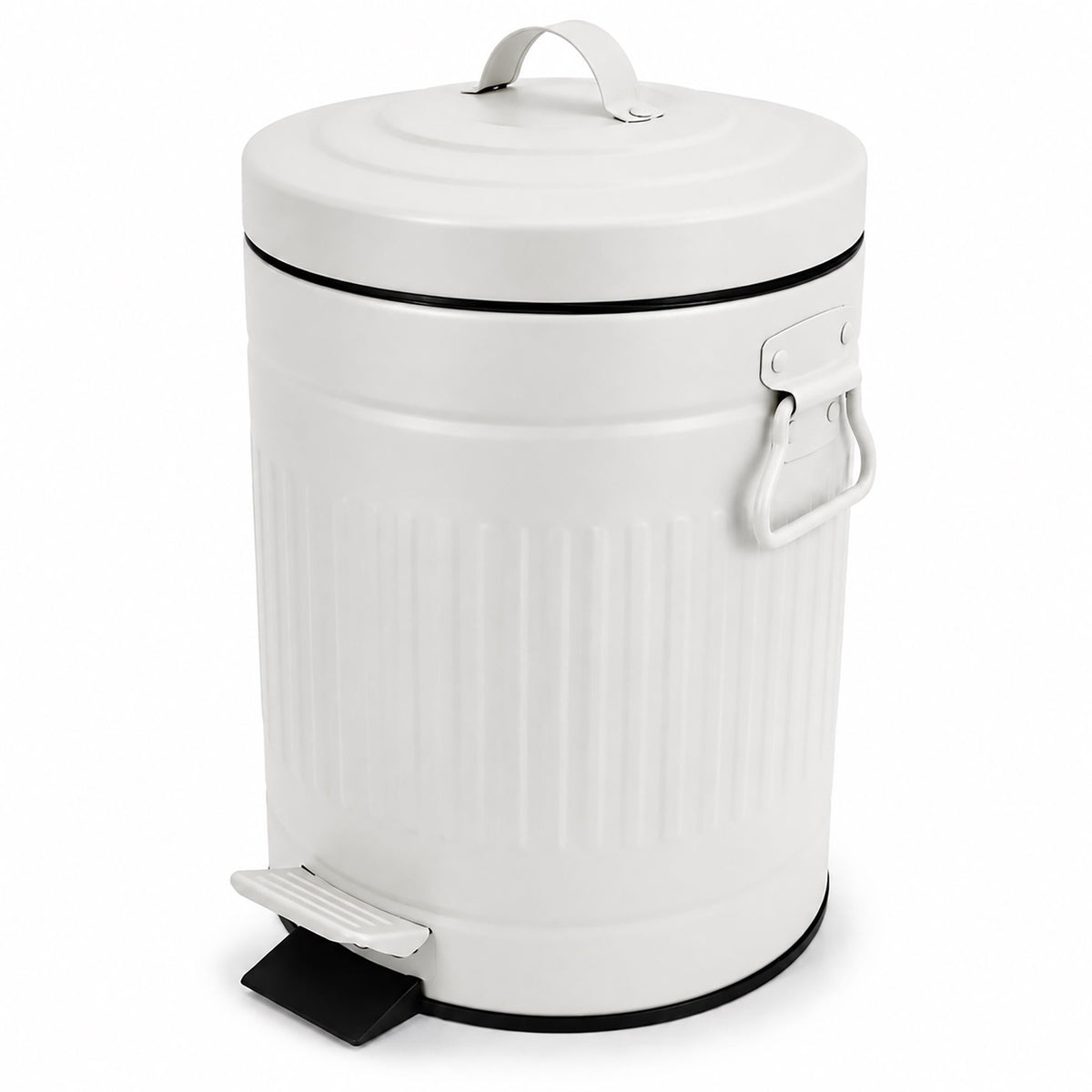 White Retro Bathroom Pedal Bin, 5 Litre Capacity