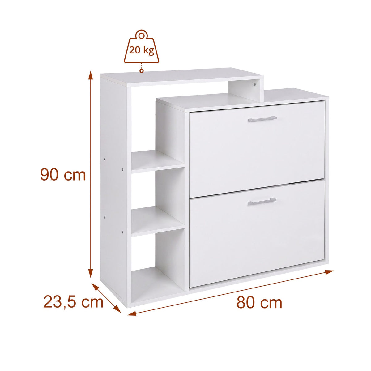 White Shoe Cabinet with 2 Flaps – Compact Hallway Storage