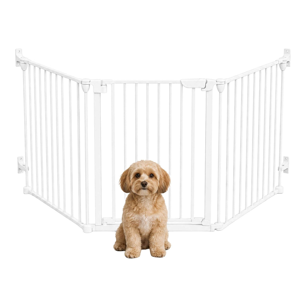 White Steel Safety Gate, Adjustable 85–180 cm