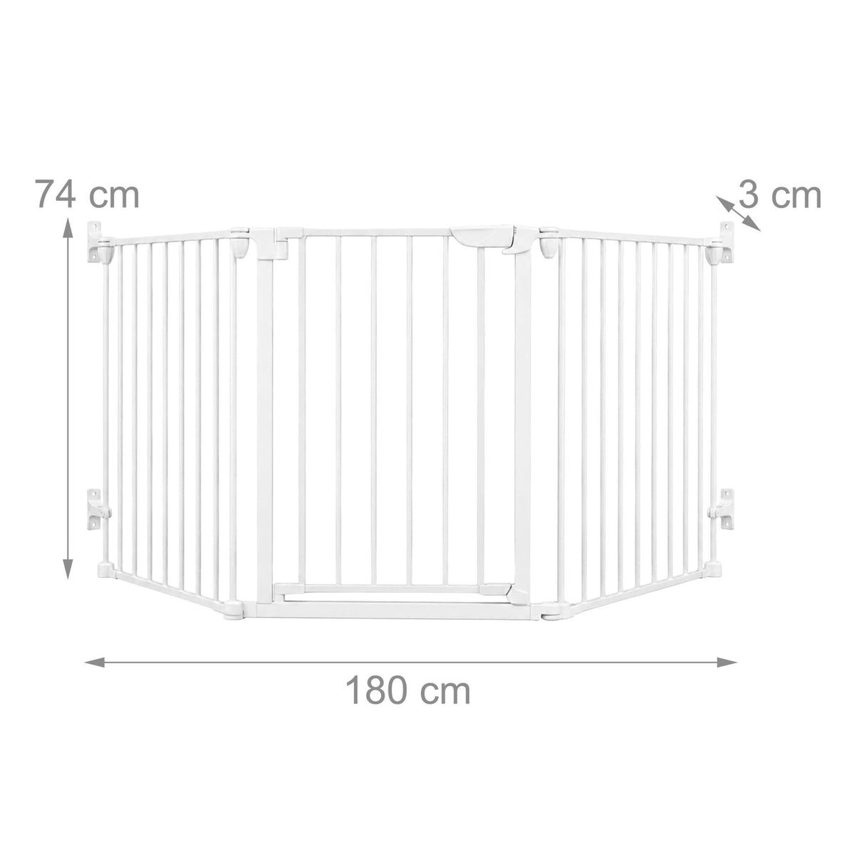 White Steel Safety Gate, Adjustable 85–180 cm