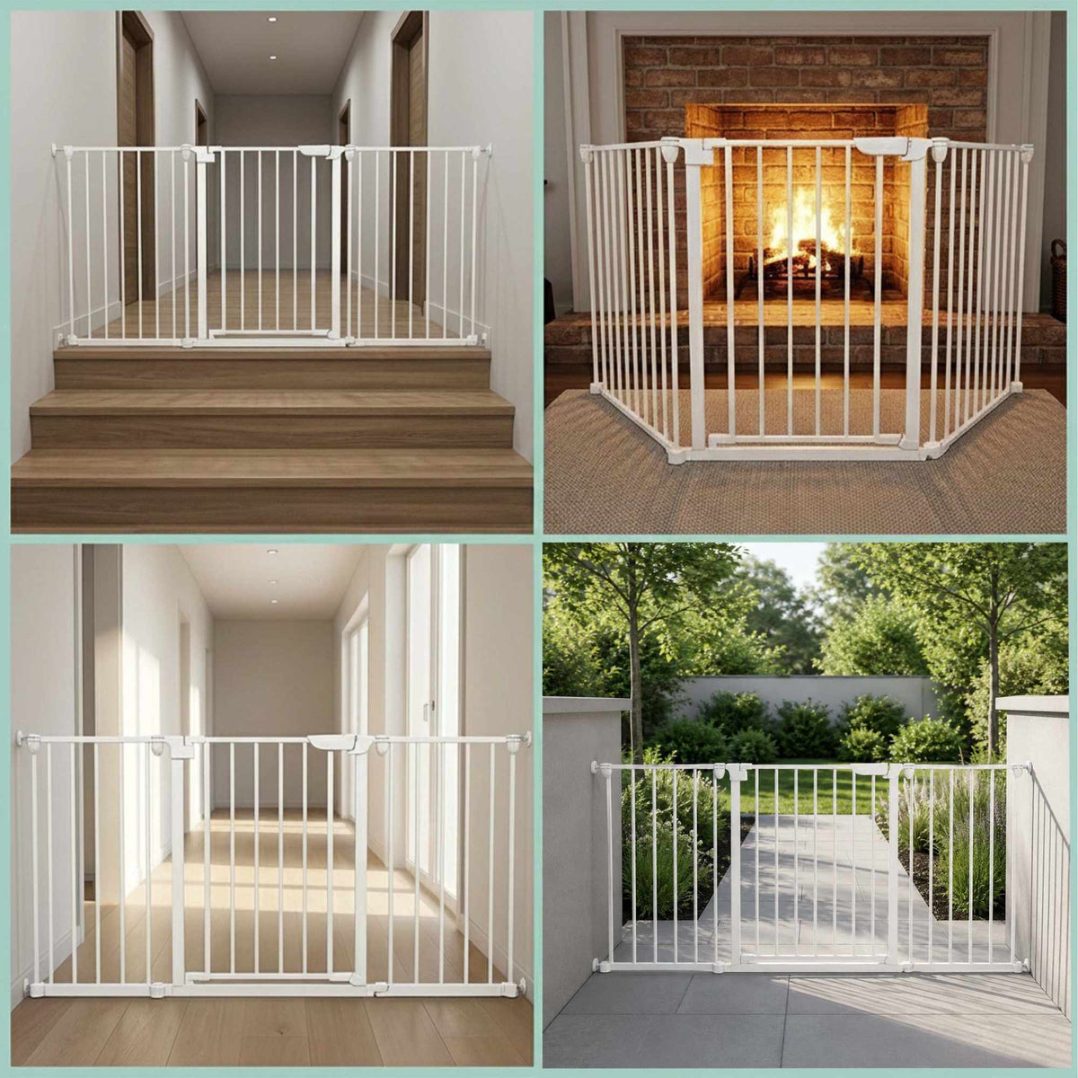 White Steel Safety Gate, Adjustable 85–180 cm