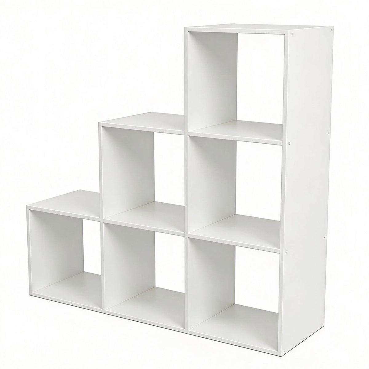 White Tiered Shelf, 6 Compartments, 97.5x97.5x29 cm