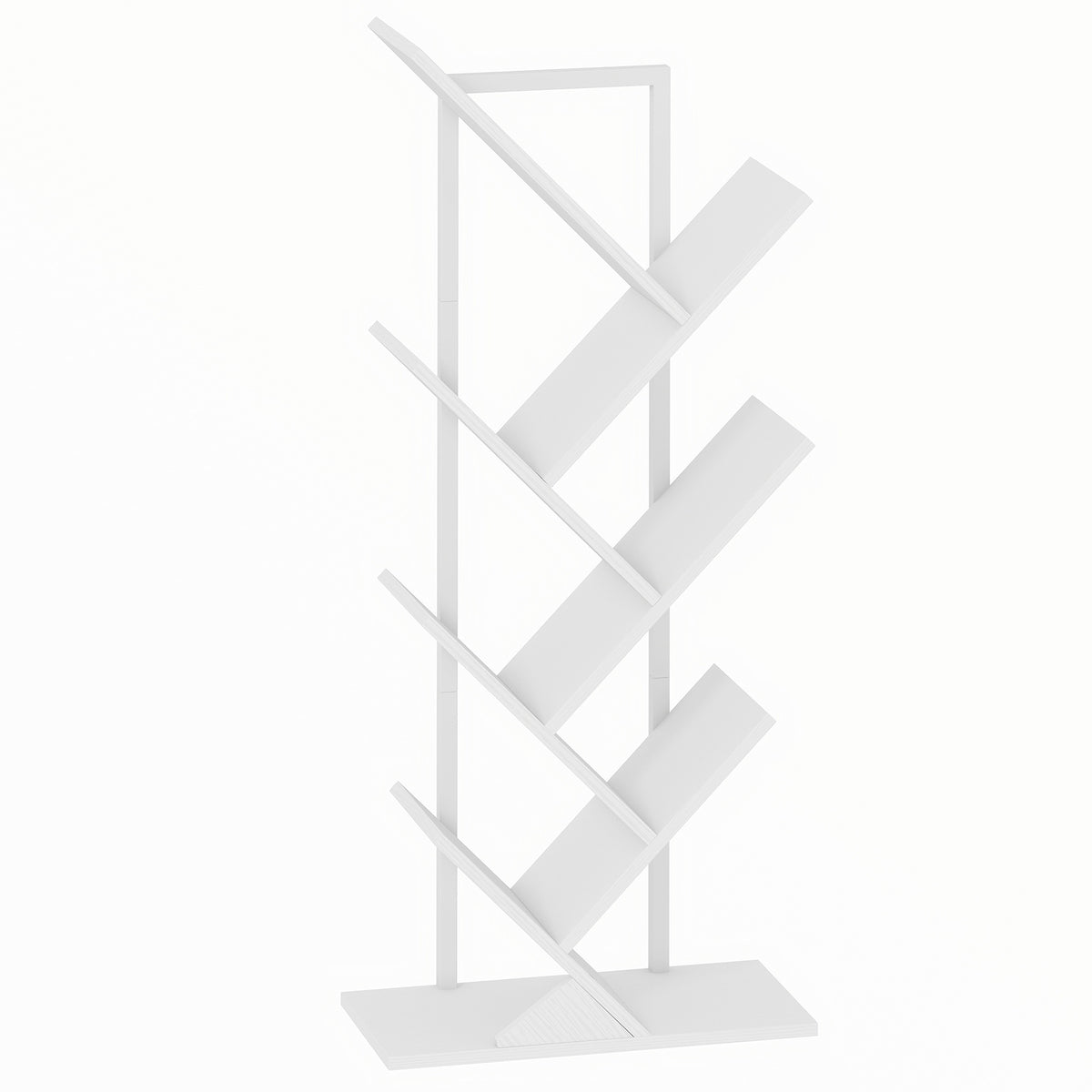 White Tree-Shaped Bookshelf, 7-Tier Narrow Design