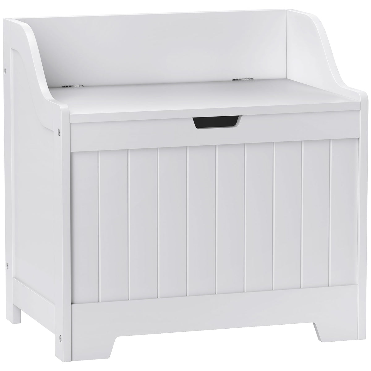 White Wooden Storage Chest with Lid, 61L Capacity
