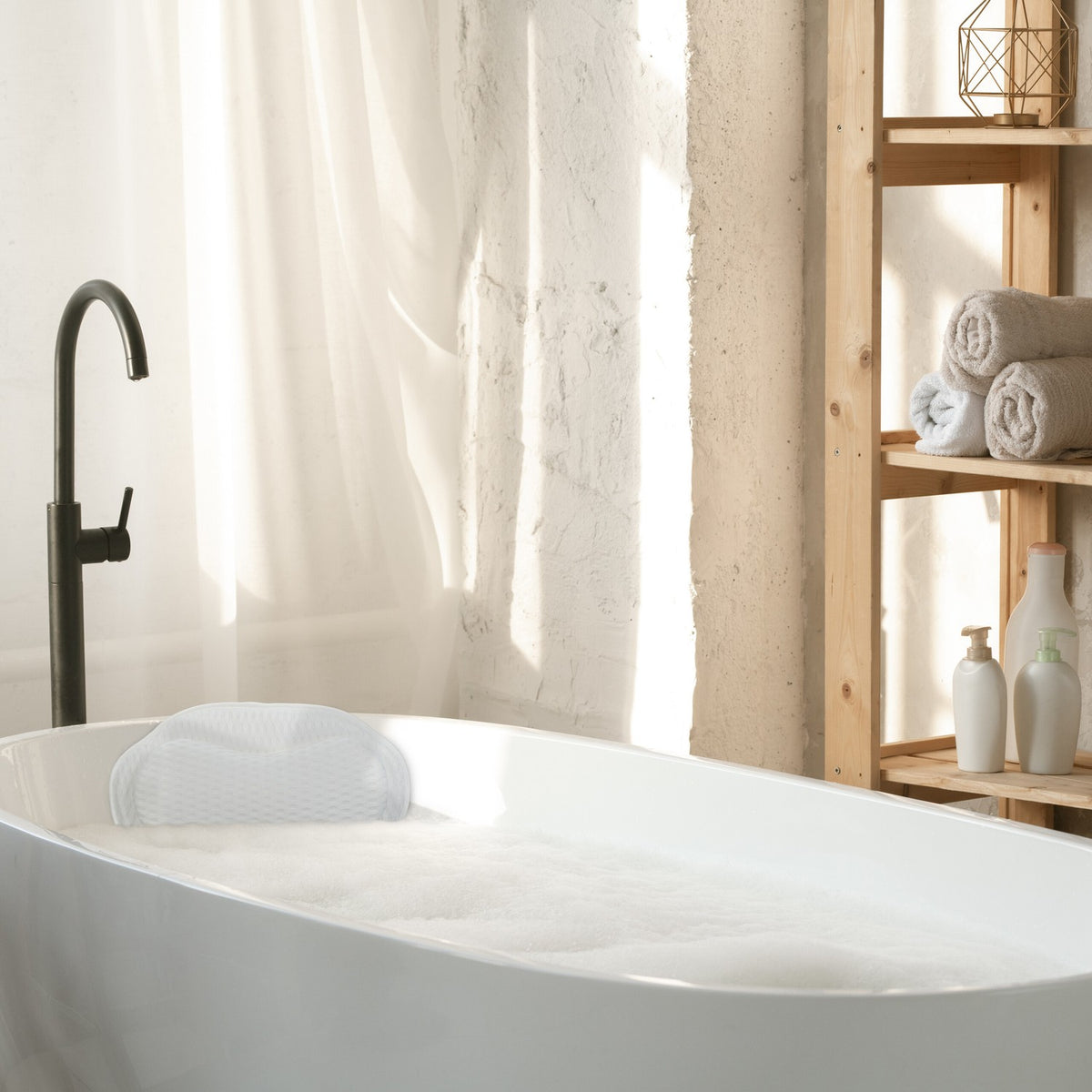 White bath pillow