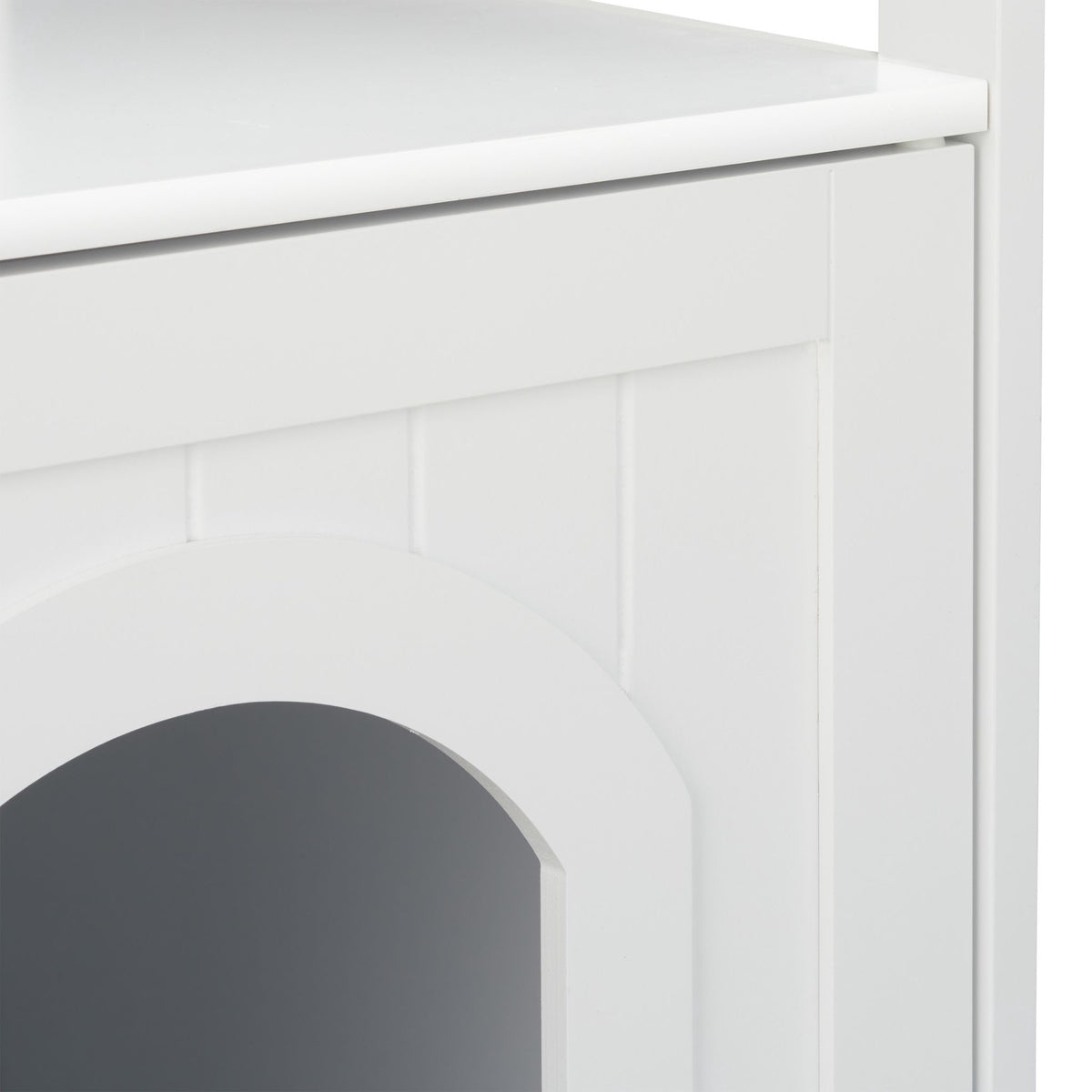 White cat cabinet with shelf