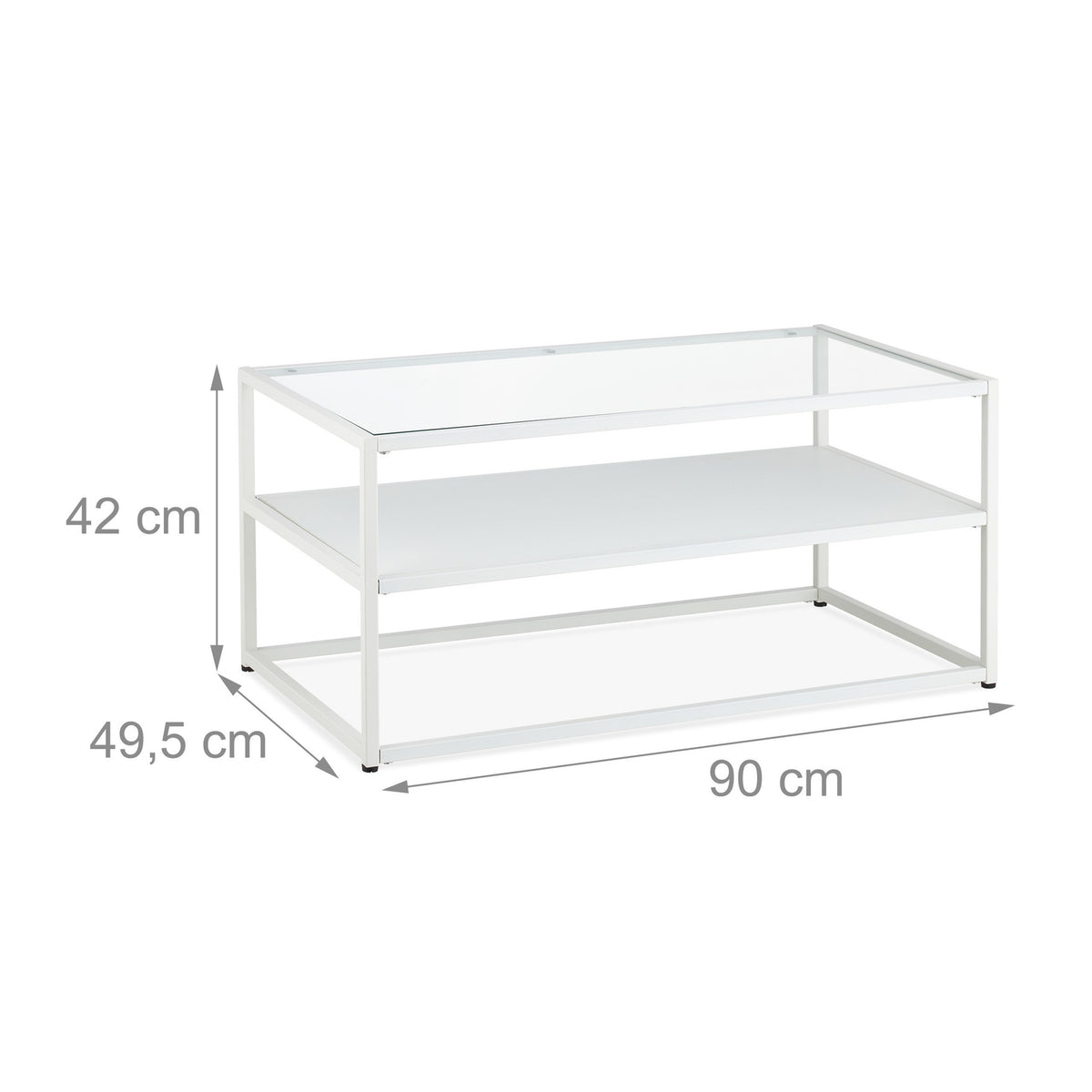 White coffee table with glass top