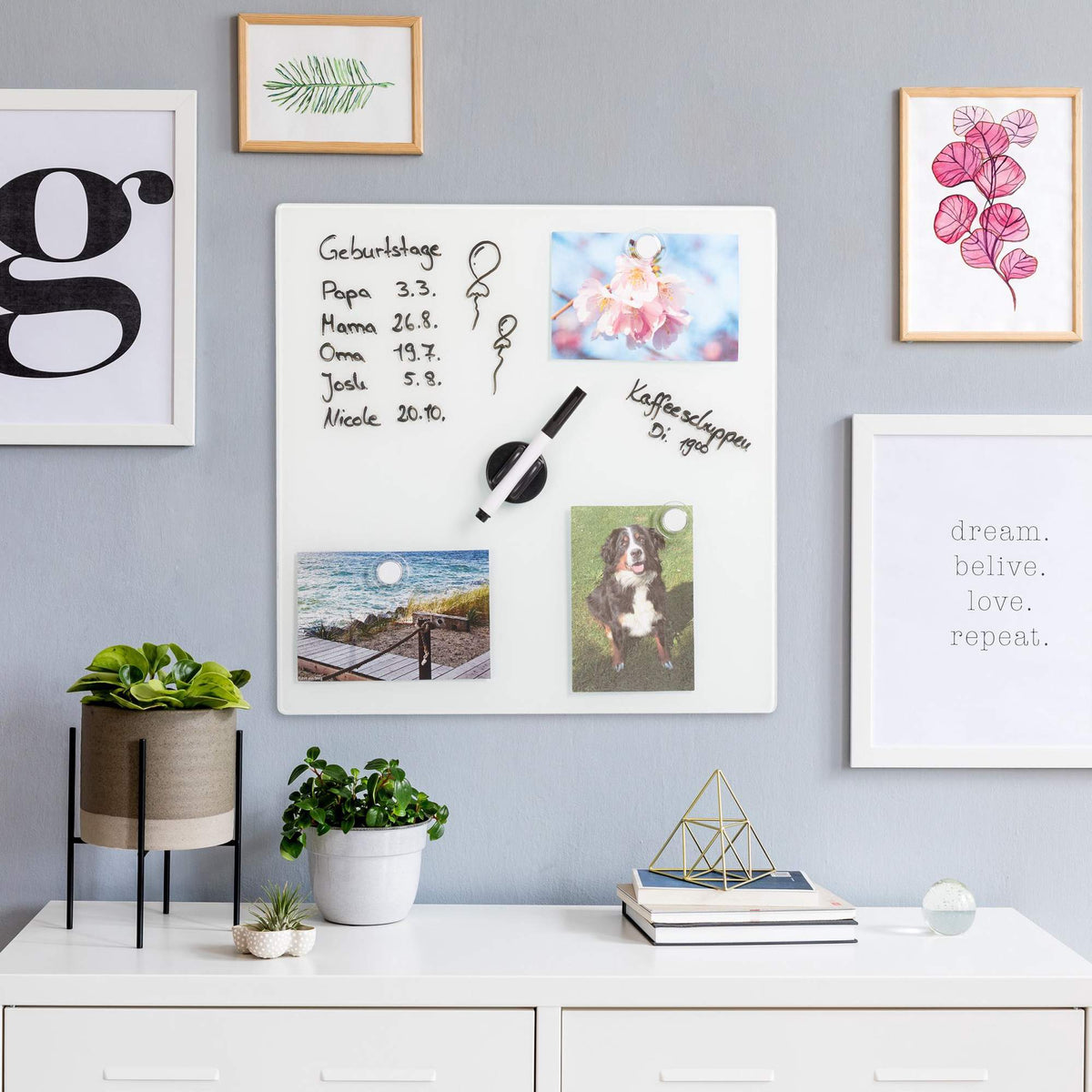 White glass magnetic board