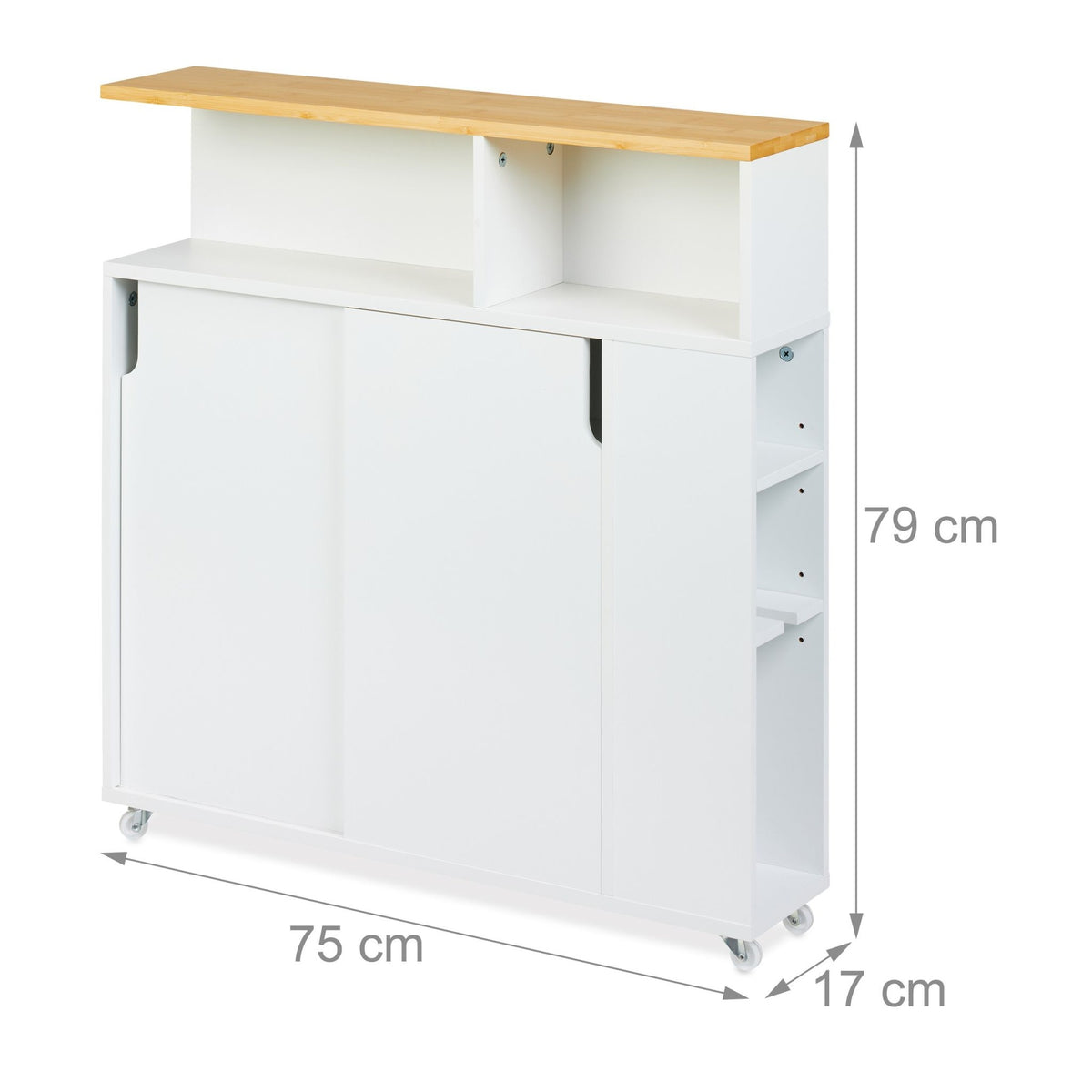 White niche cabinet with bamboo surface