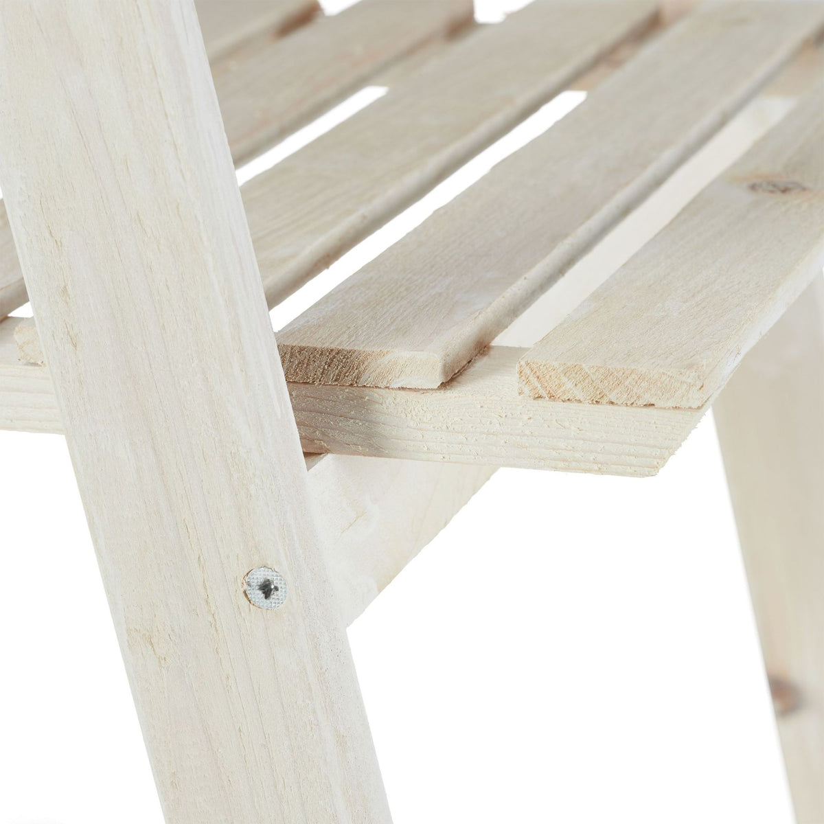 White stairs with wooden flowers