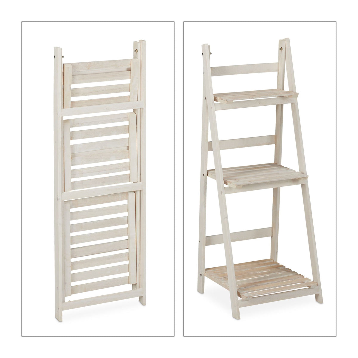 White stairs with wooden flowers