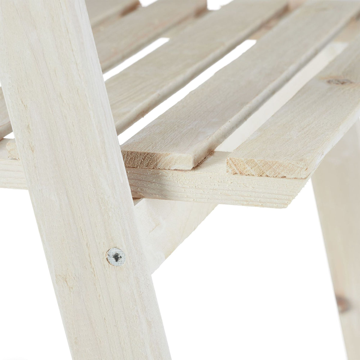 White stairs with wooden flowers