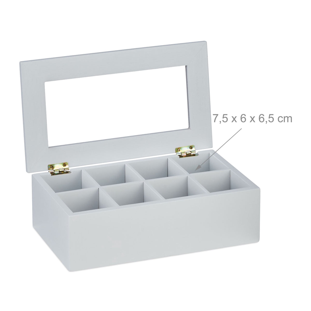 White tea box with 8 compartments