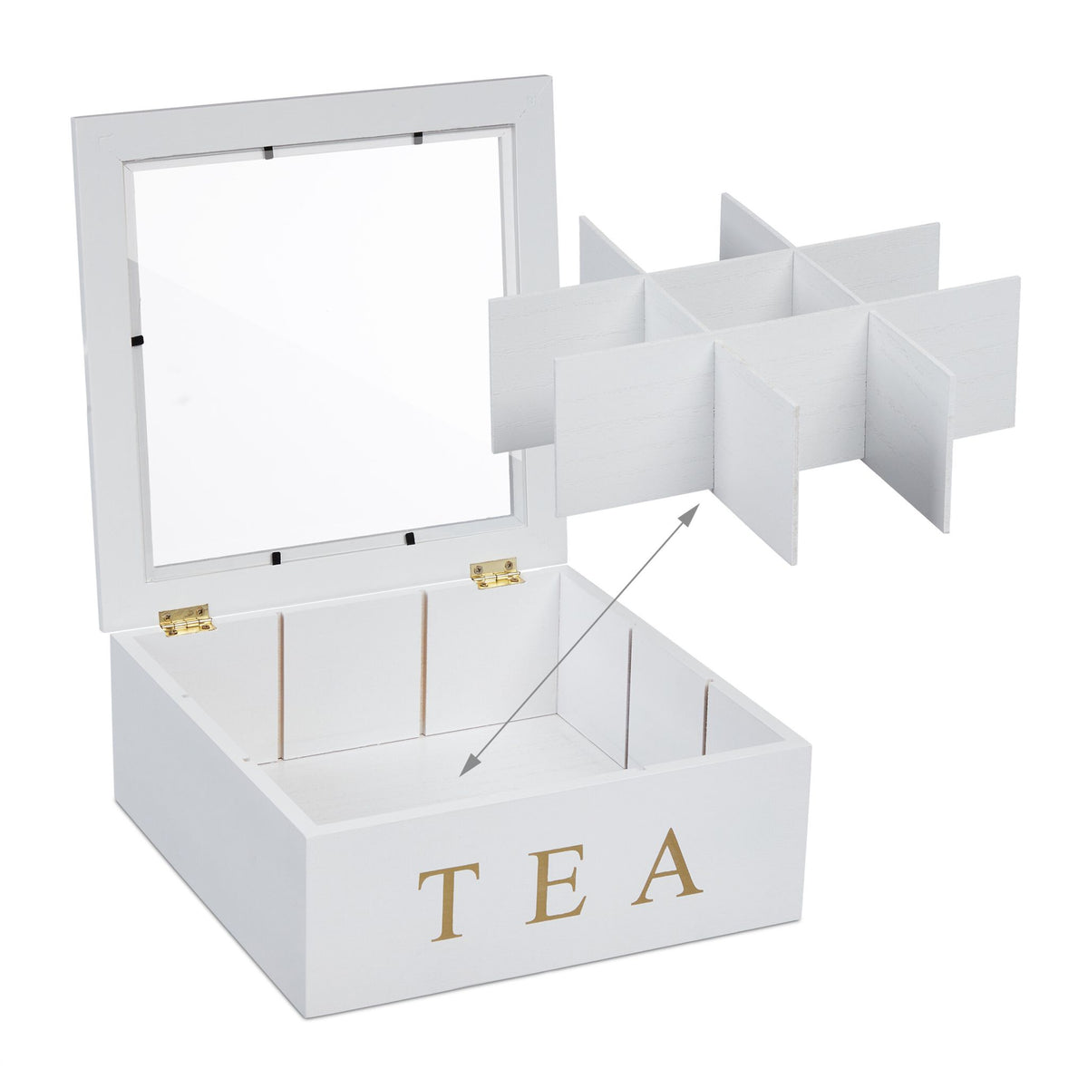 White tea box with 9 compartments