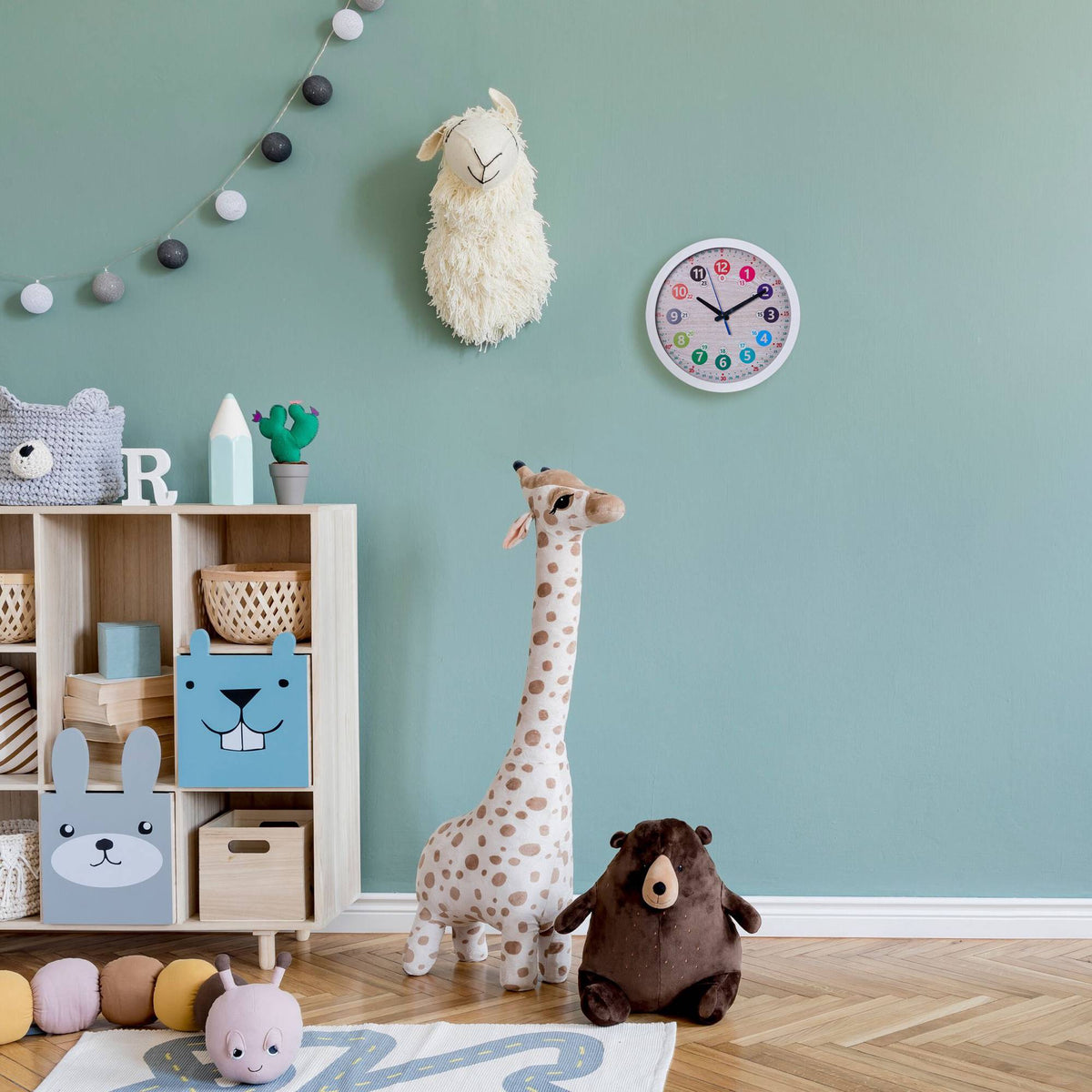 White wall clock for children