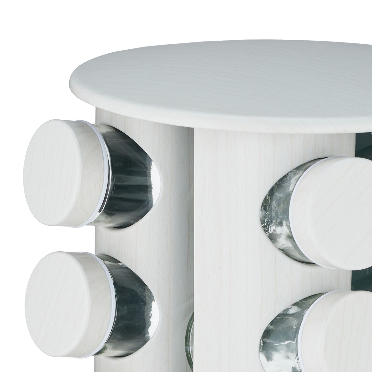 White wooden-look spice carousel