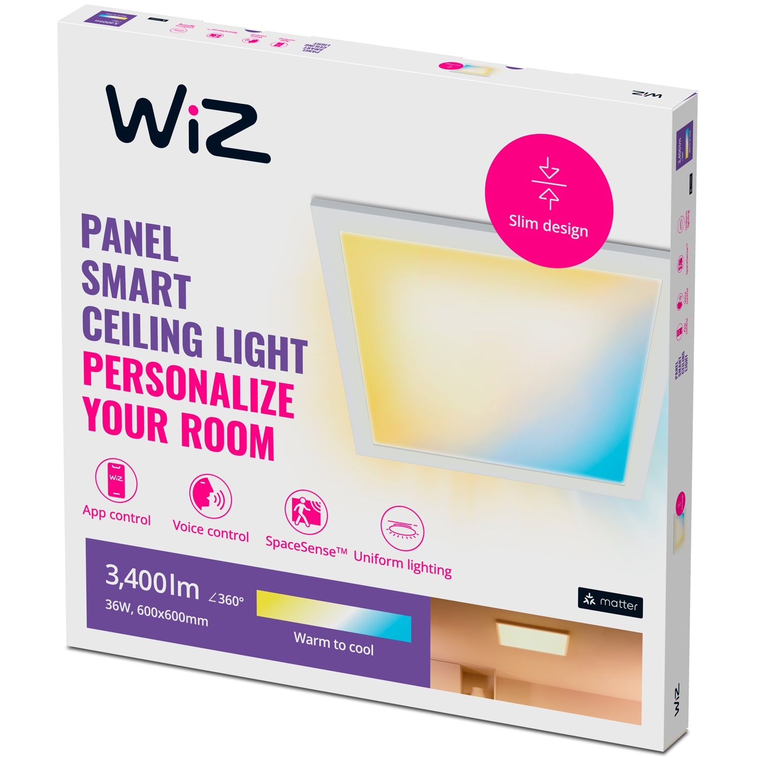 WiFi Panel Square 60x60 cm 36W 3400lm Warm-cool white