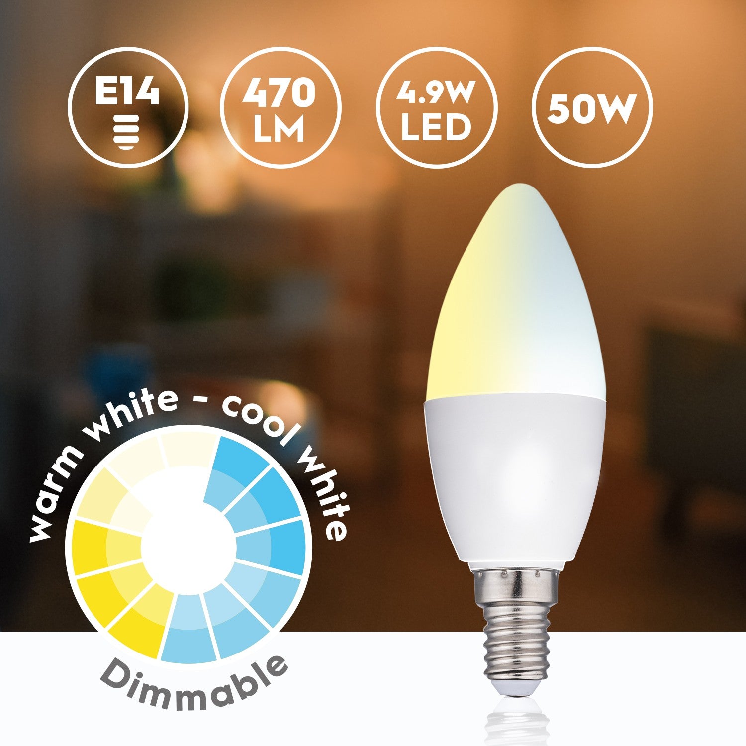 WiFi Smart E14 LED Warm/Cool white 4.9W 470 lm