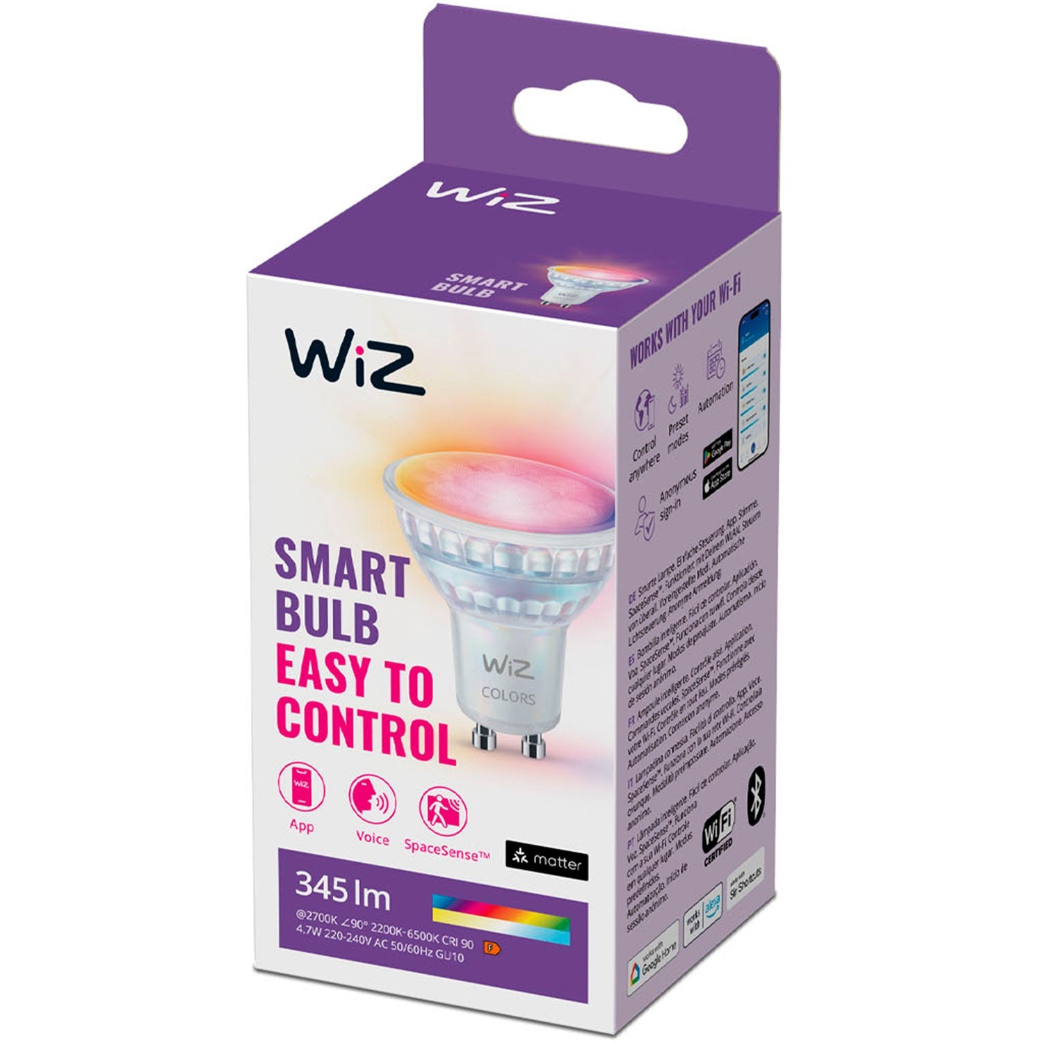 WiFi Smart LED GU10 50W 345lm Color + Warm-cool white 1-pack