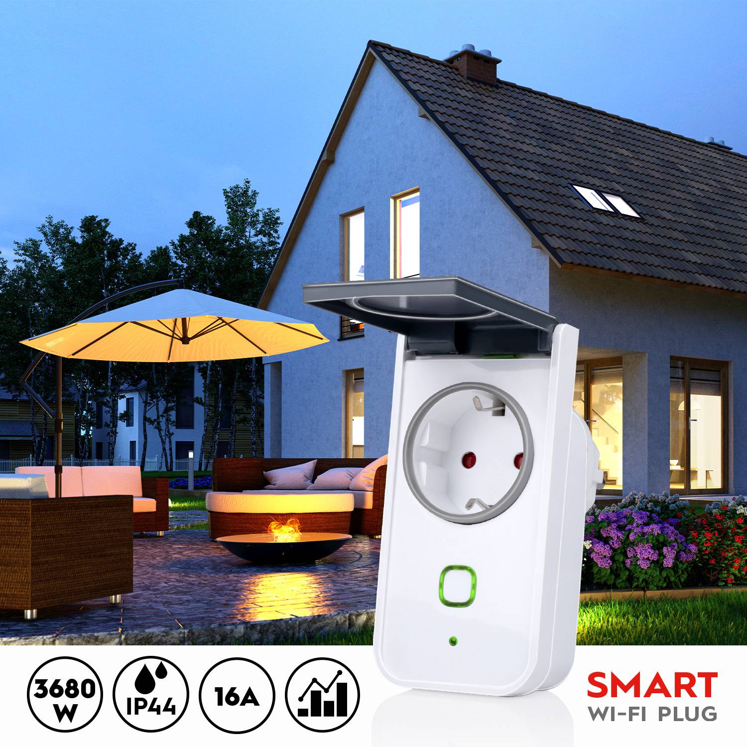 WiFi Smart Plug Outdoor 3680W + Energy measurement