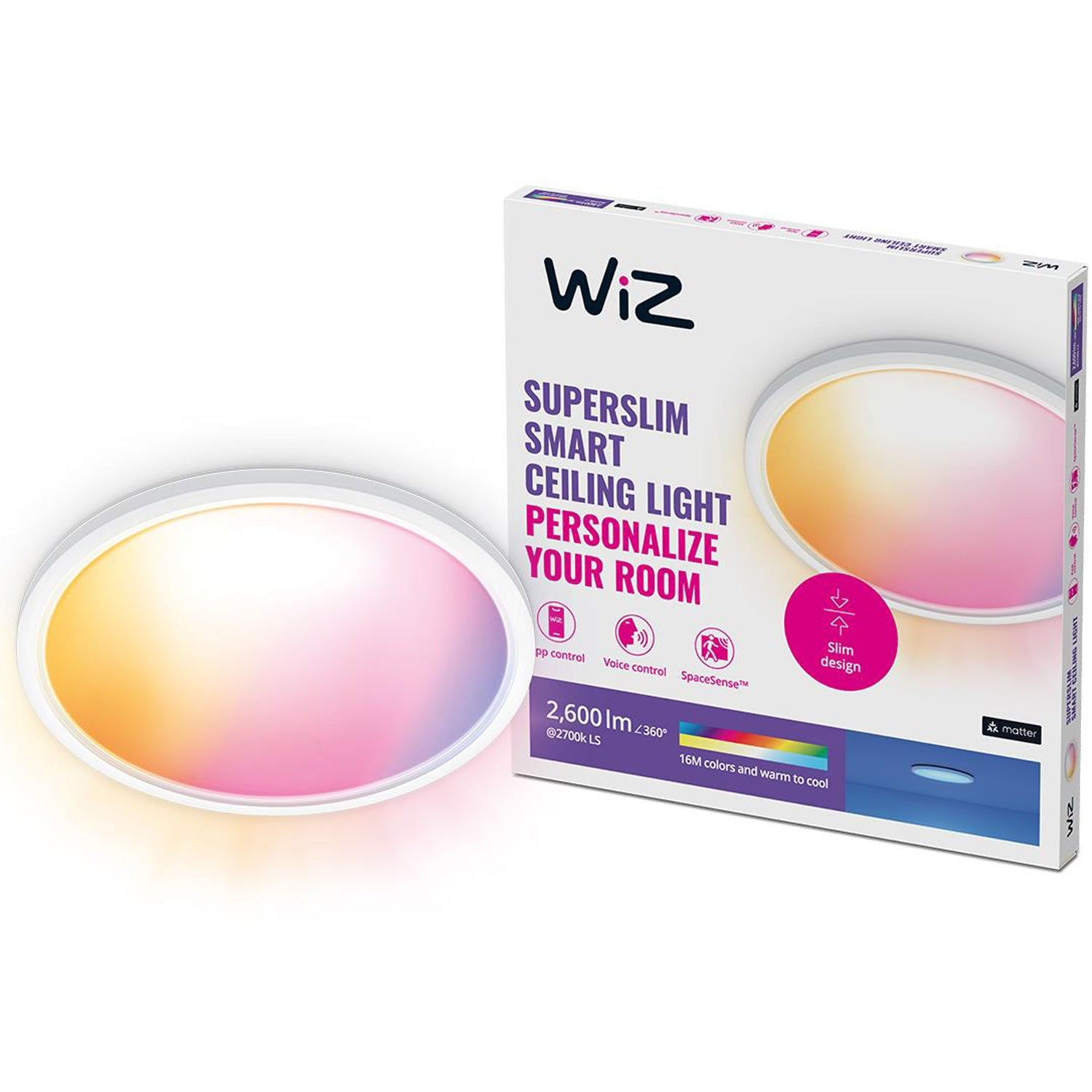 WiFi Smart SuperSlim plafond Color + Warm-cool white 2600lm