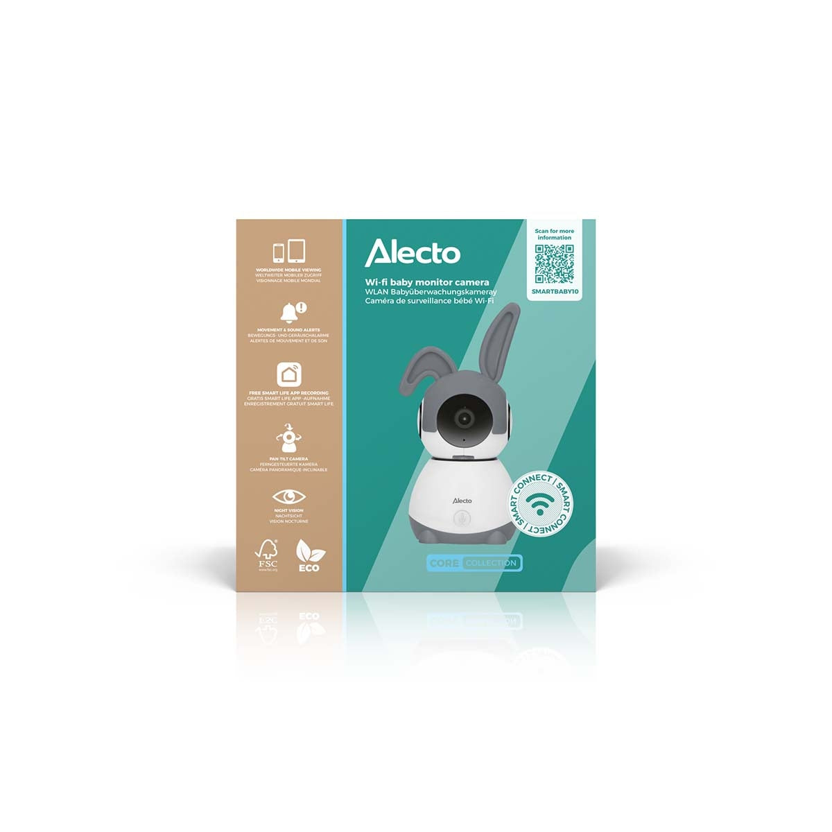 Wi-Fi baby monitor with camera White/Taupe