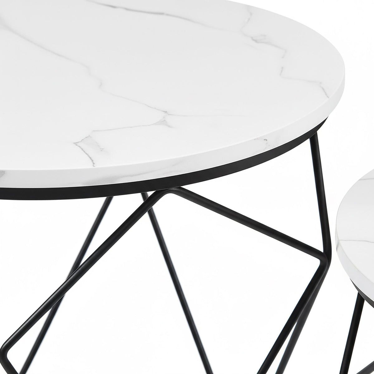 Wicker Side Tables Set, Removable Tray Tops, 2-Piece